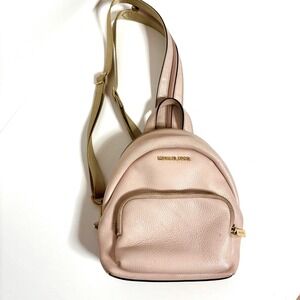 Michael Kors Pink Leather Backpack Purse Adjustable Strap Gold Hardware Y2K